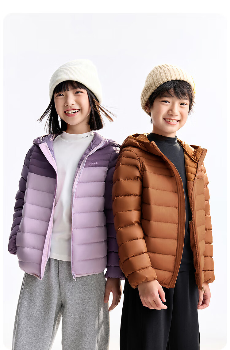 Annil Kids Boys and Girls Short Down Jacket 2025 Winter New Cambridge Blue 140cm 8