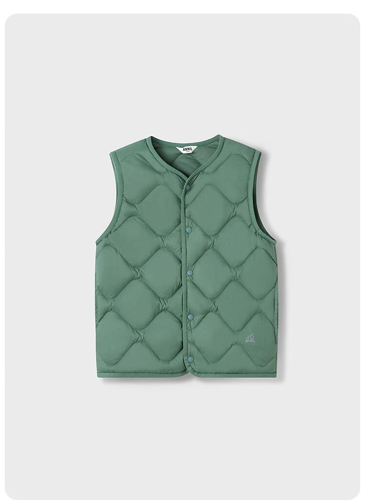 Annil Kids Unisex Down Vest 2025 Winter New Stone Green 160cm 6