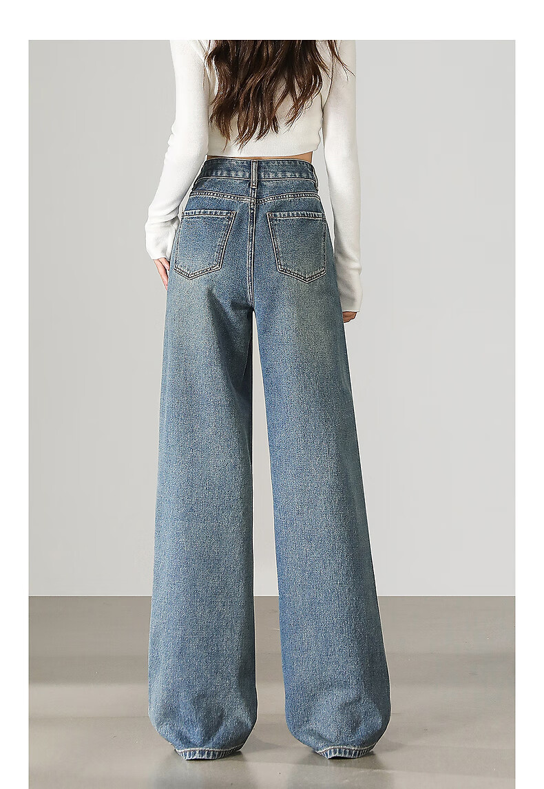TonLion 2025 Autumn Winter Women's Loose Sequin Decorated Wide-Leg Denim Pants 3