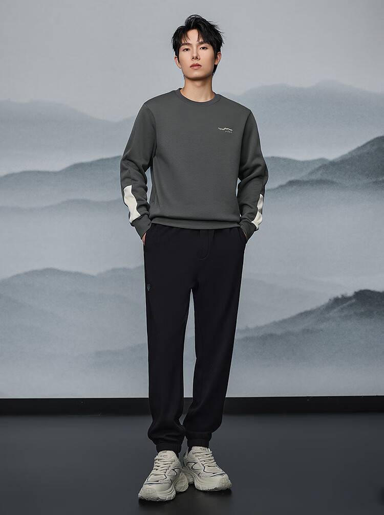 HLA Men's Sweater 25 Mountain High Series Plus Velvet Round Neck Warm Long Sleeve Men's Winter 6