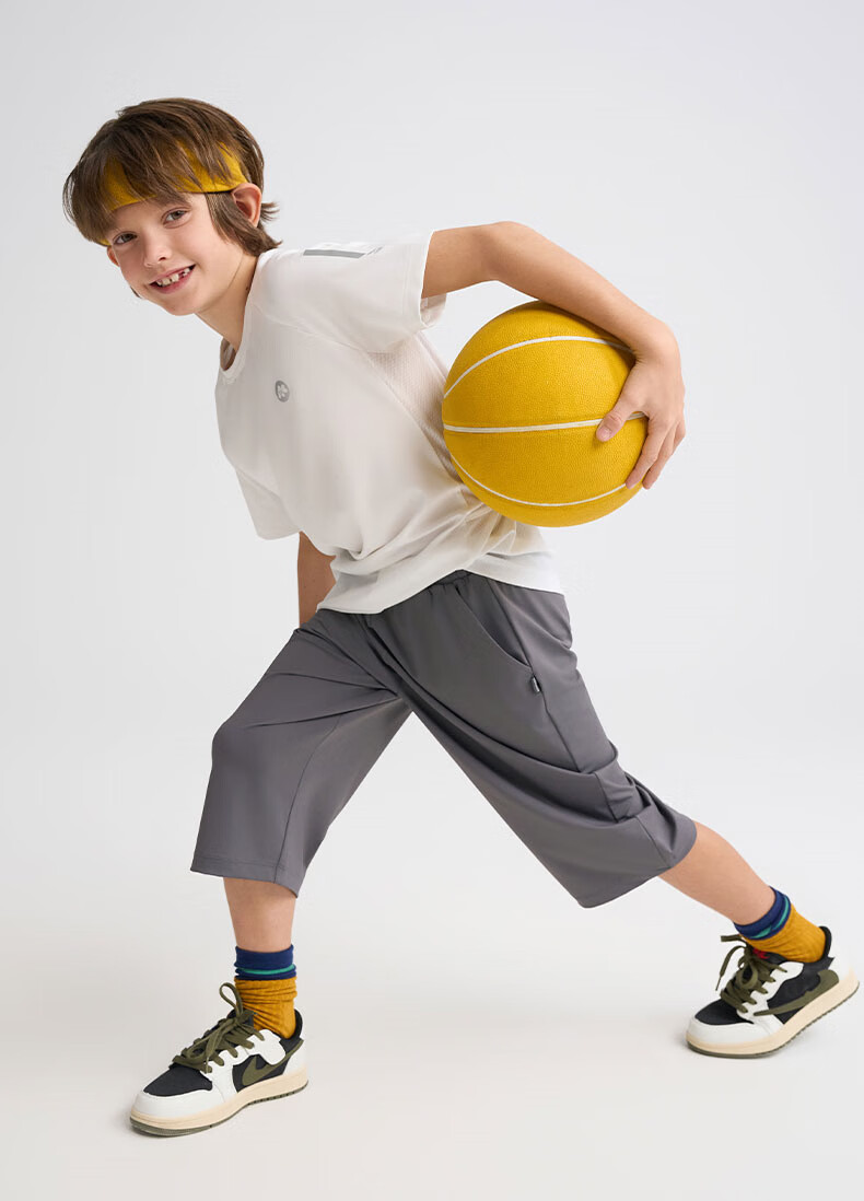 Aimer Kids Cool Sun Protection Class A High-Elastic Sports Pants for Boys And Girls, Wide-Leg Straight Trousers - Dawn Purple 140 16