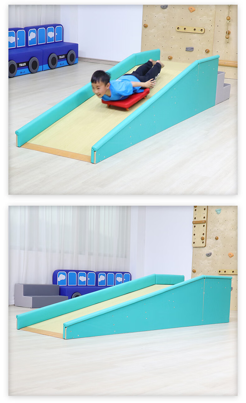 感统大滑梯滑道 感统训练器材大滑梯滑板早教中心木制家用室内体适能