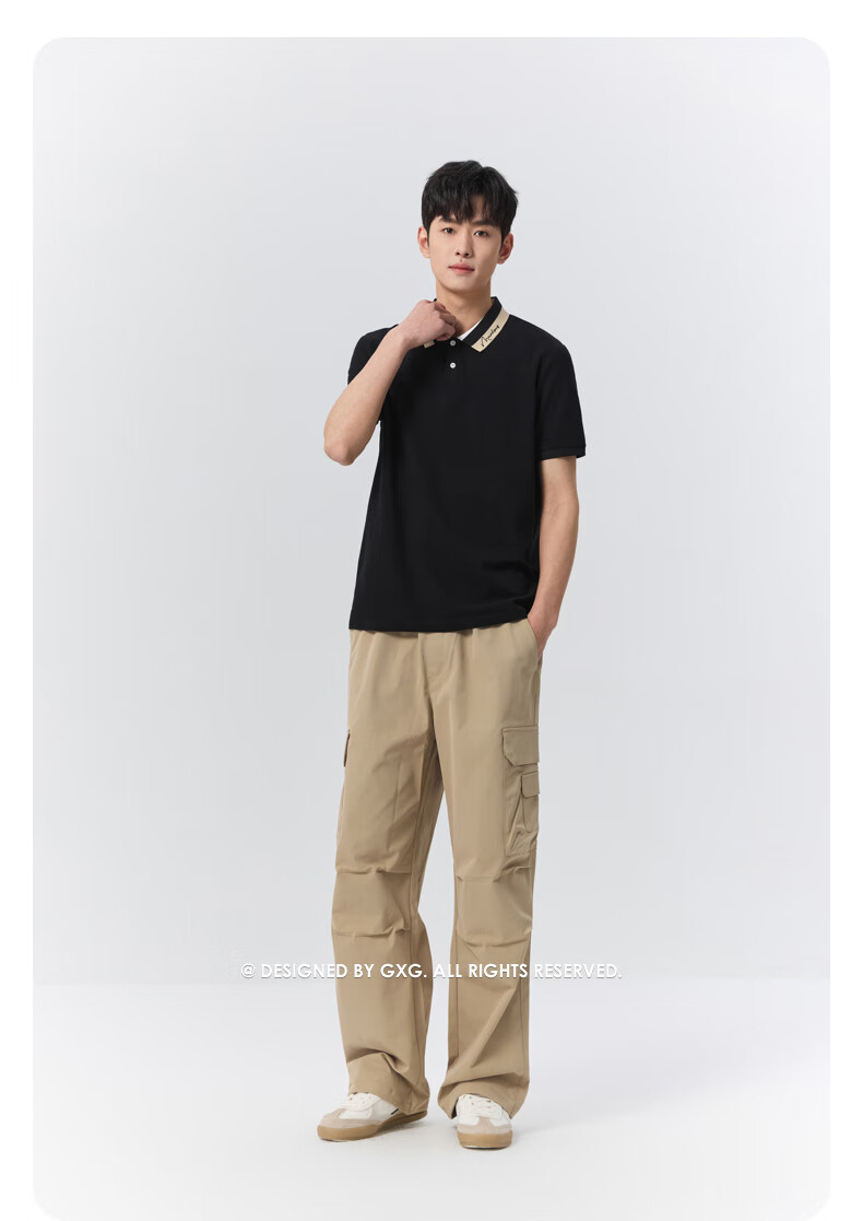 GXG Summer Men's Slim Fit Casual Simple Two-Tone Colorblock Comfortable Short Sleeve Polo Shirt 14