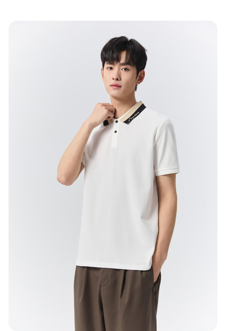 GXG Summer Men's Slim Fit Casual Simple Two-Tone Colorblock Comfortable Short Sleeve Polo Shirt 4