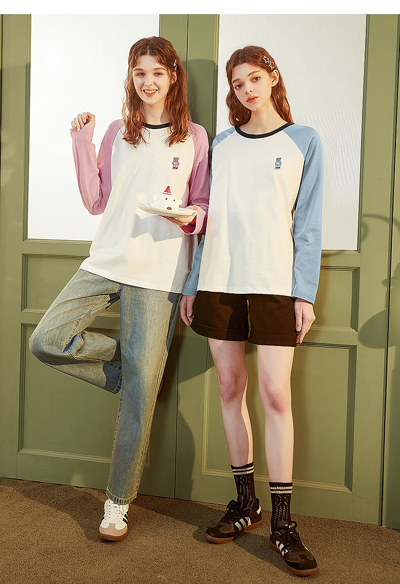 TonLion 2026 Autumn And Winter Long-Sleeve T-Shirt for Women, Round Neck, Raglan Sleeves, Left Chest Lettering, Suitable for Outer Wear 20