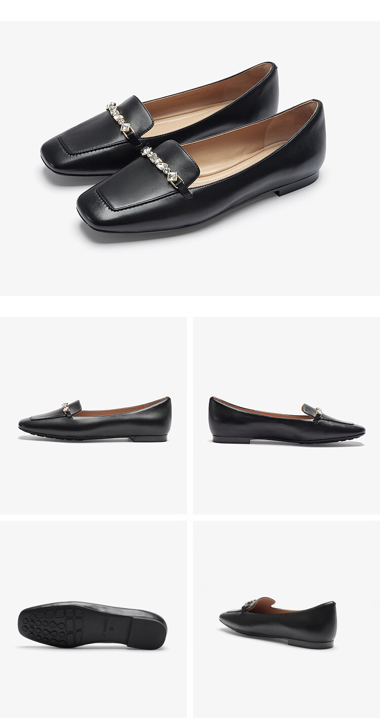 Le Saunda Solid Color Square Toe Lambskin Slip-On Loafers for Women 6T06805 Milk Tea Almond BEK 35 11
