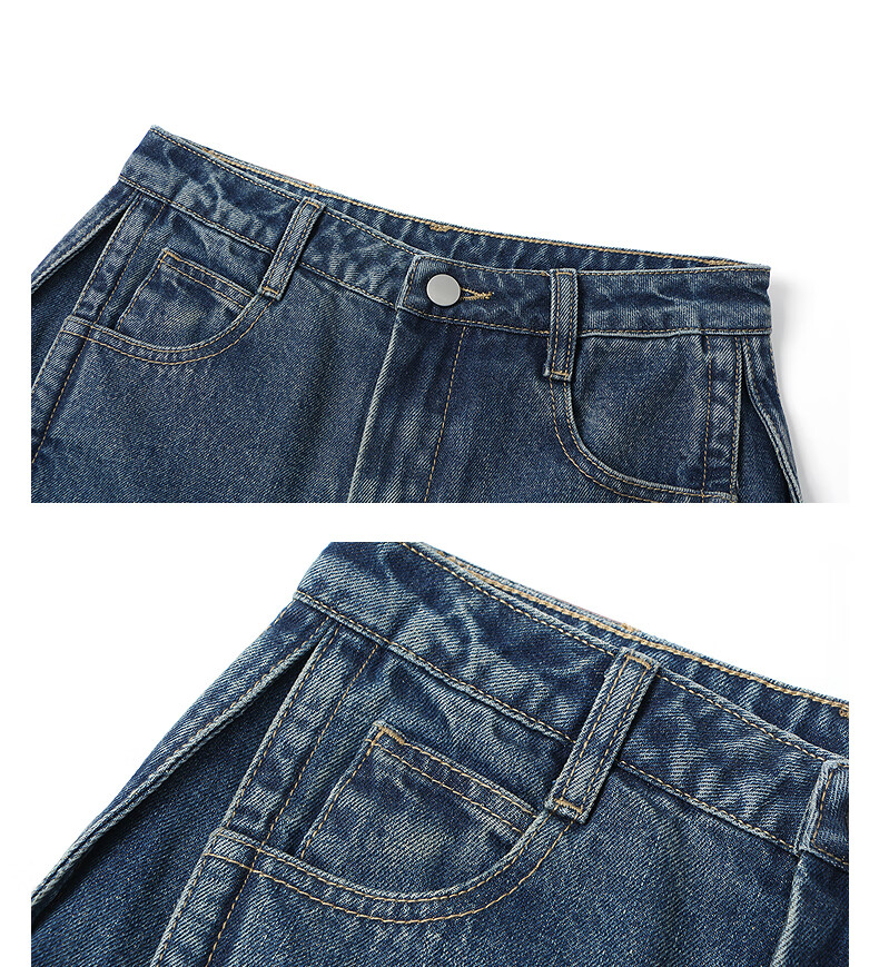 Tang Lion 2025 Autumn Women's Loose Side Detail Wide Leg Denim Pants 10