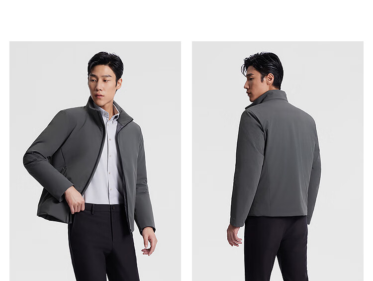 YOUNGOR Men's Goose Down Winter New Business Stand Collar Short Cold-Resistant Jacket 439998 5