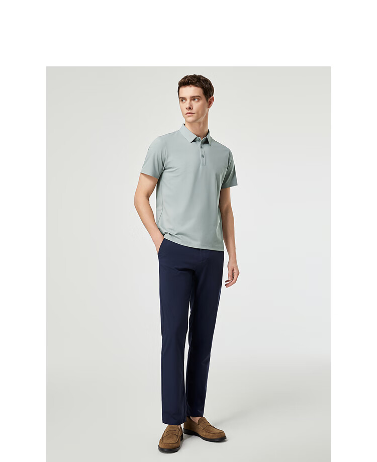 Youngor [Cooling & Sun Protection + Mulberry Silk] Summer Men's Short Sleeve T-Shirt Dark Green VSJD513119PCA S 11