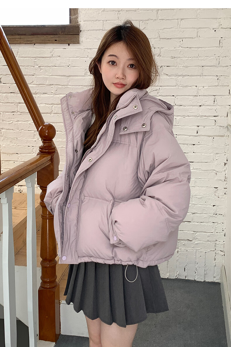 TonLion 2025 Winter Women's Korean Style Loose Fit Hooded Short Down Jacket 6