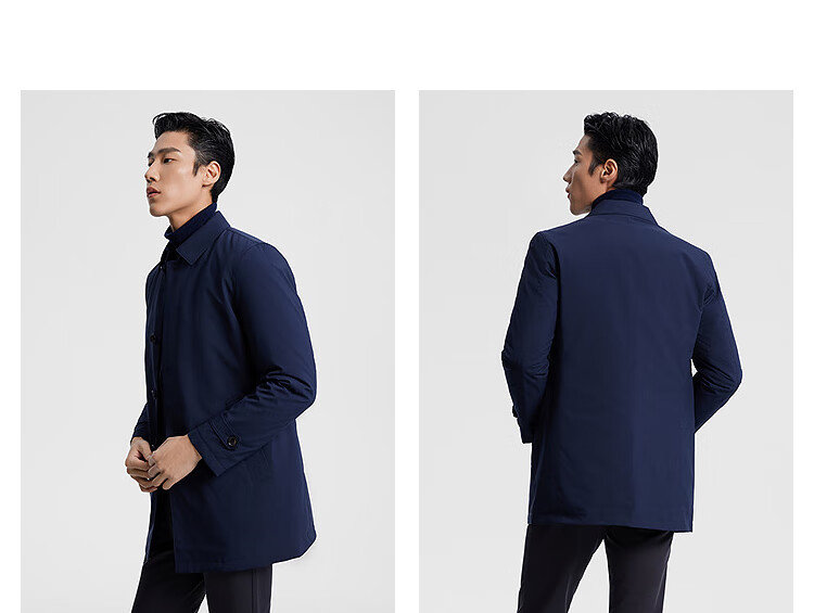 YOUNGOR Men's Goose Down Trench Coat Down Jacket Autumn Winter New 90% Down Business Warm Coat 429948 5