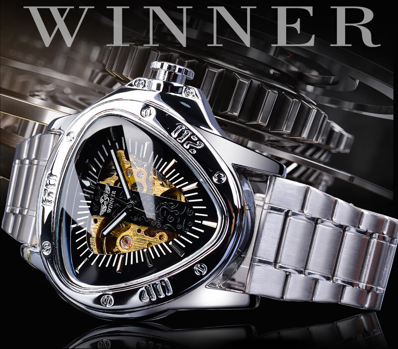 纯灿王爵机械手表 手表男士全自动机械表霸气三角形镂空个性韩版夜光