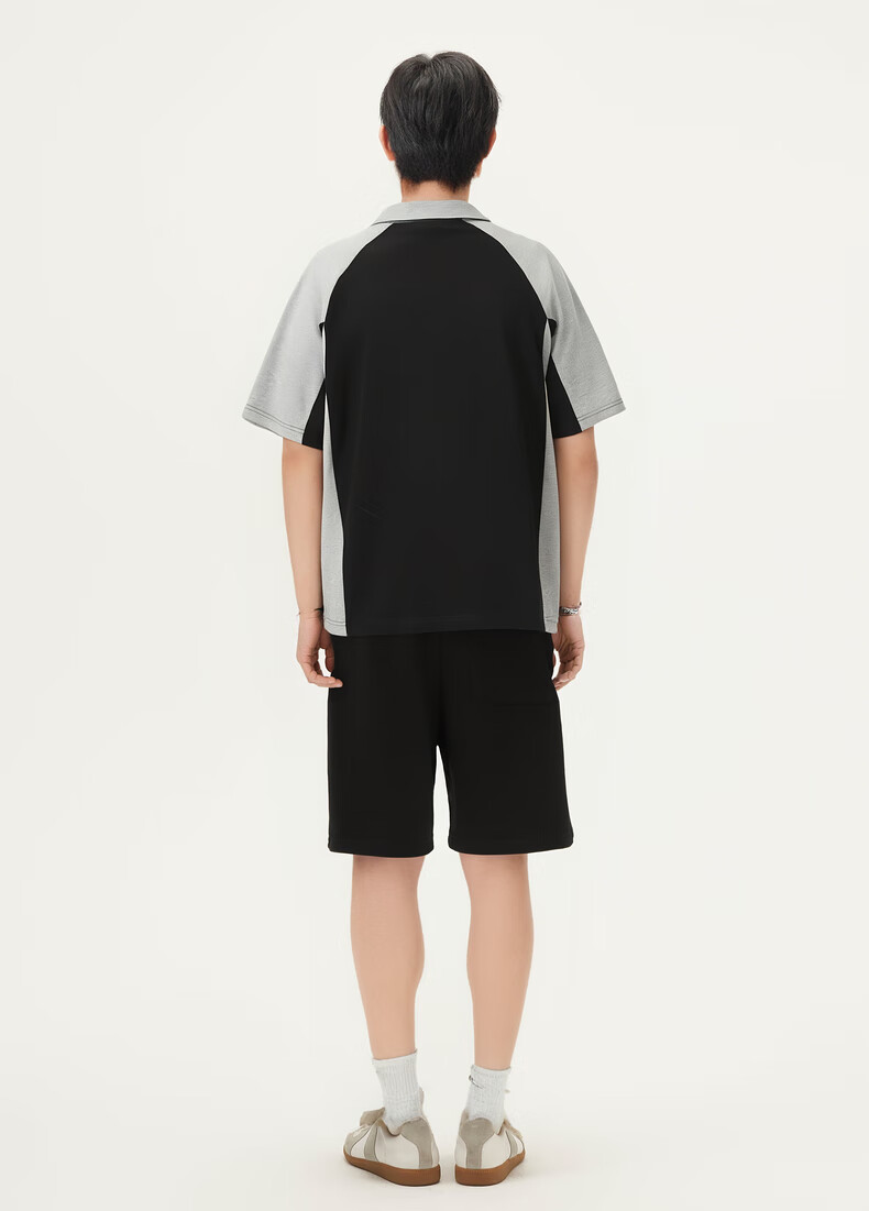 Gxgjeans Men's Colorblock Patchwork Loose Half-Zip Short Sleeve Polo Shirt Summer New White/Black 175/L 9