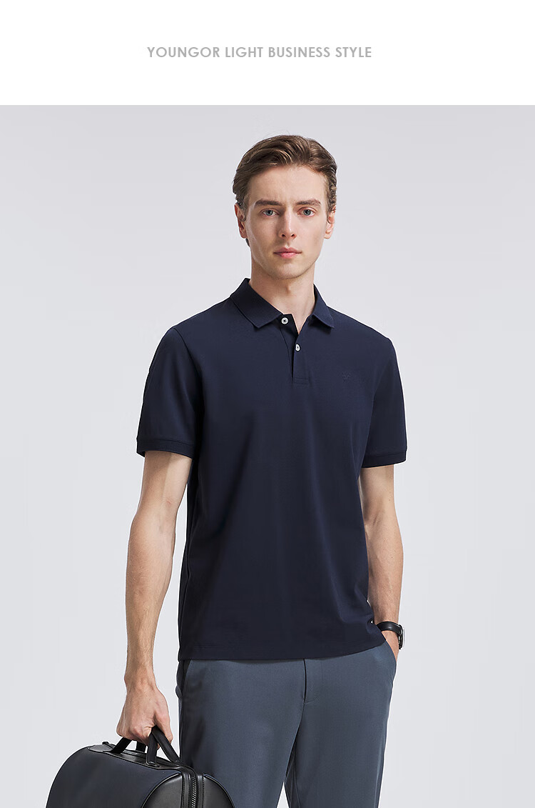 Youngor Cool Feeling Spring Summer New Men's Short Sleeve Casual Solid Color Polo Shirt Gray VSJD533105DCA M 19