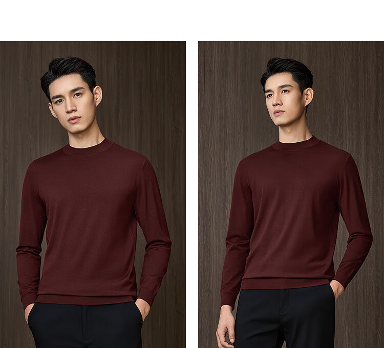 HLAHLA Machine Washable Pure Wool Men's Lightweight Business Fine Spun Knit Sweater Winter 7