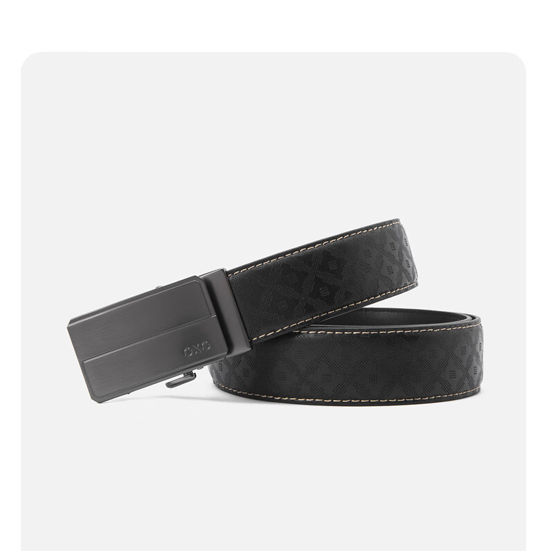 GXG Men's Genuine Leather Belt Automatic Buckle First Layer Cowhide Black 110cm 3