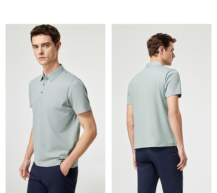 Youngor [Cooling & Sun Protection + Mulberry Silk] Summer Men's Short Sleeve T-Shirt Dark Green VSJD513119PCA S 17