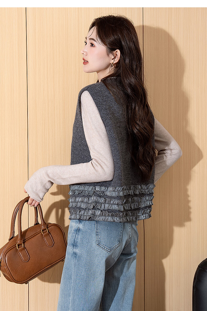 TonLion 2025 Autumn Winter Elegant Women's Crew Neck Cardigan Vest 9