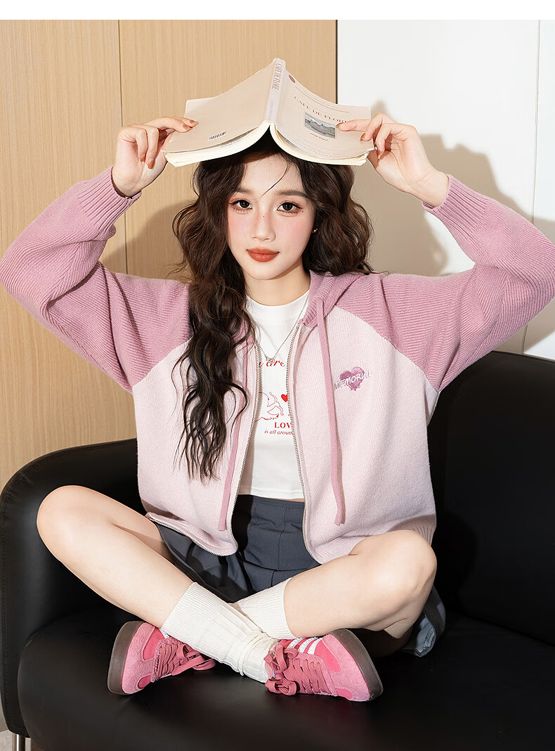 TonLion 2025 Autumn Winter New Women's Hooded Raglan Sleeve Embroidered Knit Cardigan Sweater Jacket 17