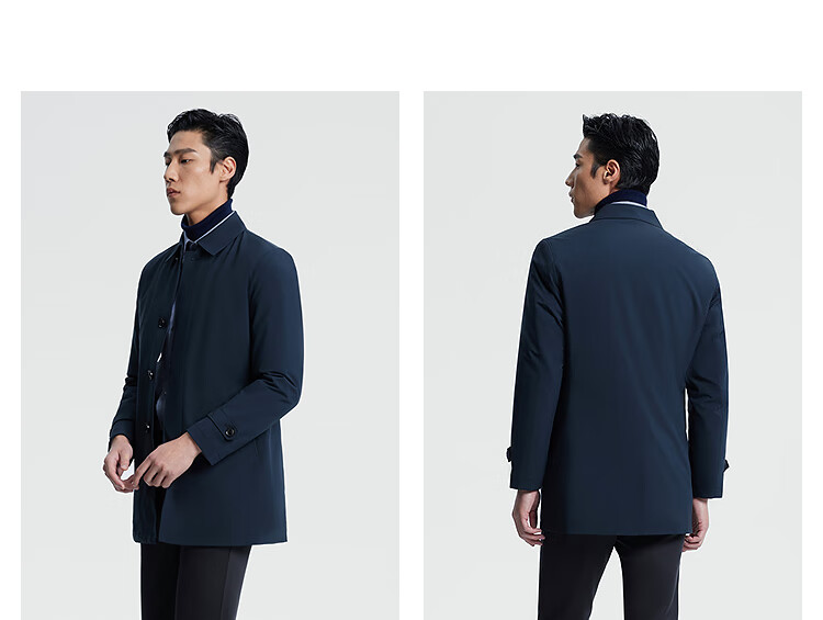 YOUNGOR Men's Goose Down Trench Coat Down Jacket Autumn Winter New 90% Down Business Warm Coat 429948 7