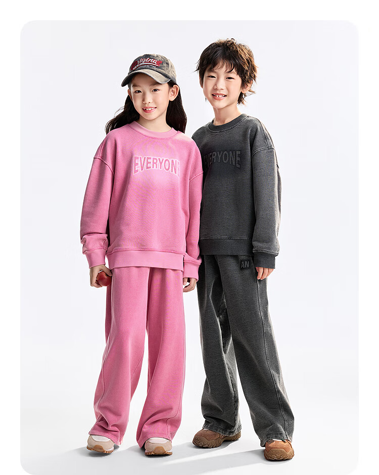 Annil Kids Boys Girls Crew Neck Long Sleeve Gradient Sweatshirt 2025 Autumn New Twilight Floral Gray 160cm 5