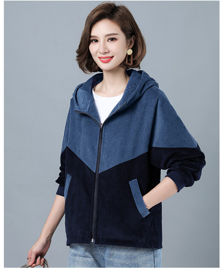 中年妇女秋季外套灯芯绒褂子女士短款2022年春秋款流行韩版宽松夹克女