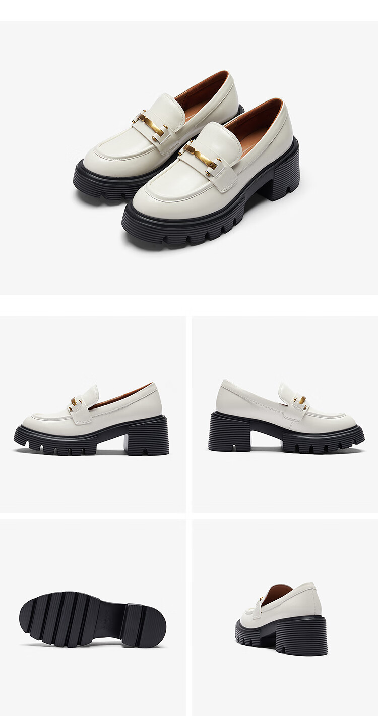 Laird Spring Summer New Thick Sole Genuine Leather Vintage College Style Loafers Women 6T72501 Truffle Black BKL37 9