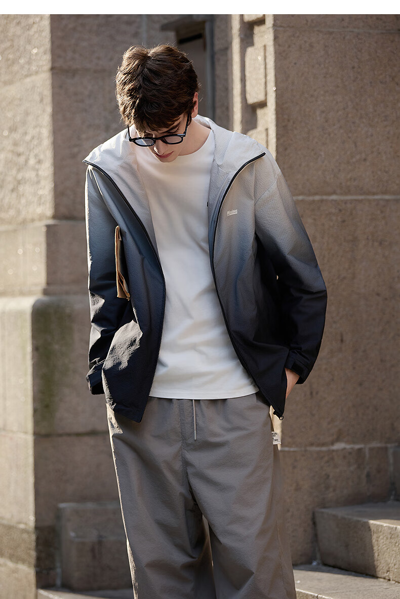 Tangshi 2025 Autumn Men's Hooded Gradient Short Jacket 9