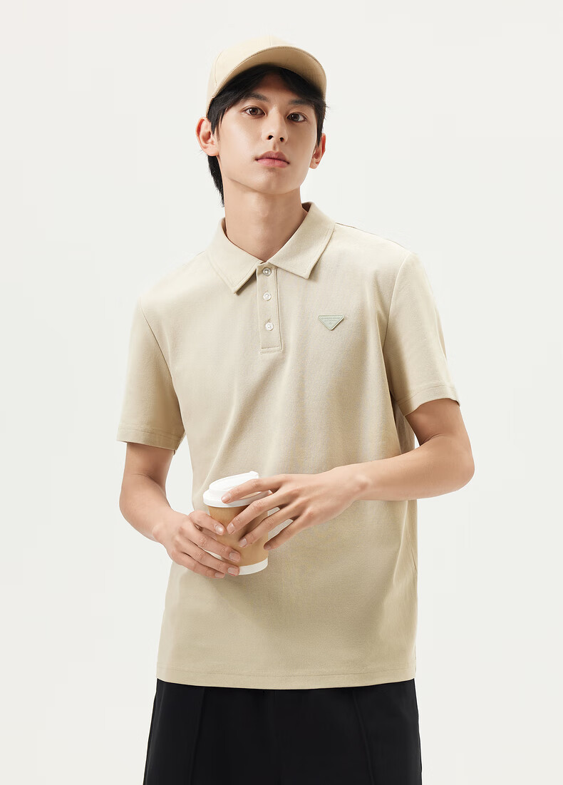 Gxgjeans Men's Basic Business Polo Shirt Short Sleeve Summer 2025 New Khaki 170/M 7