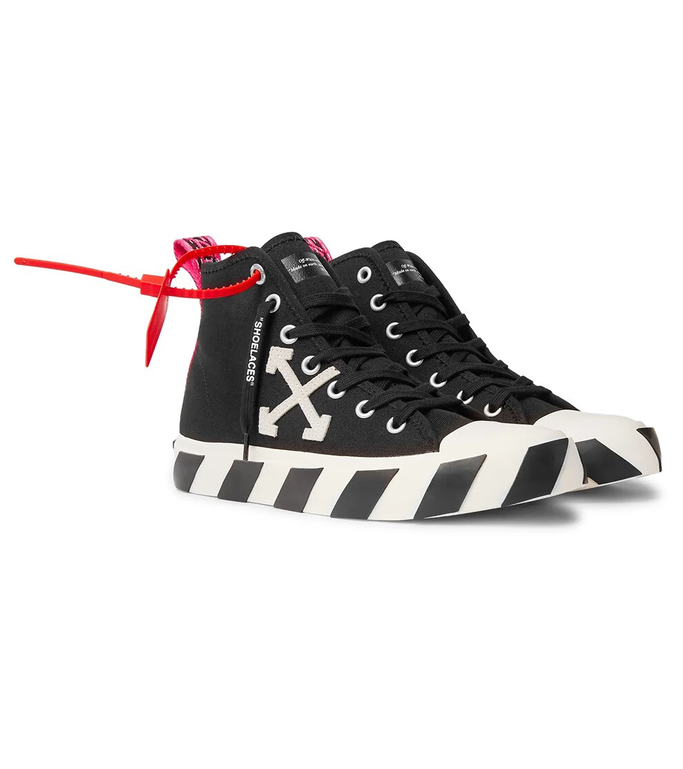 【现货】off white 2020年新款男士织物条纹系带高帮休闲运动鞋潮牌男