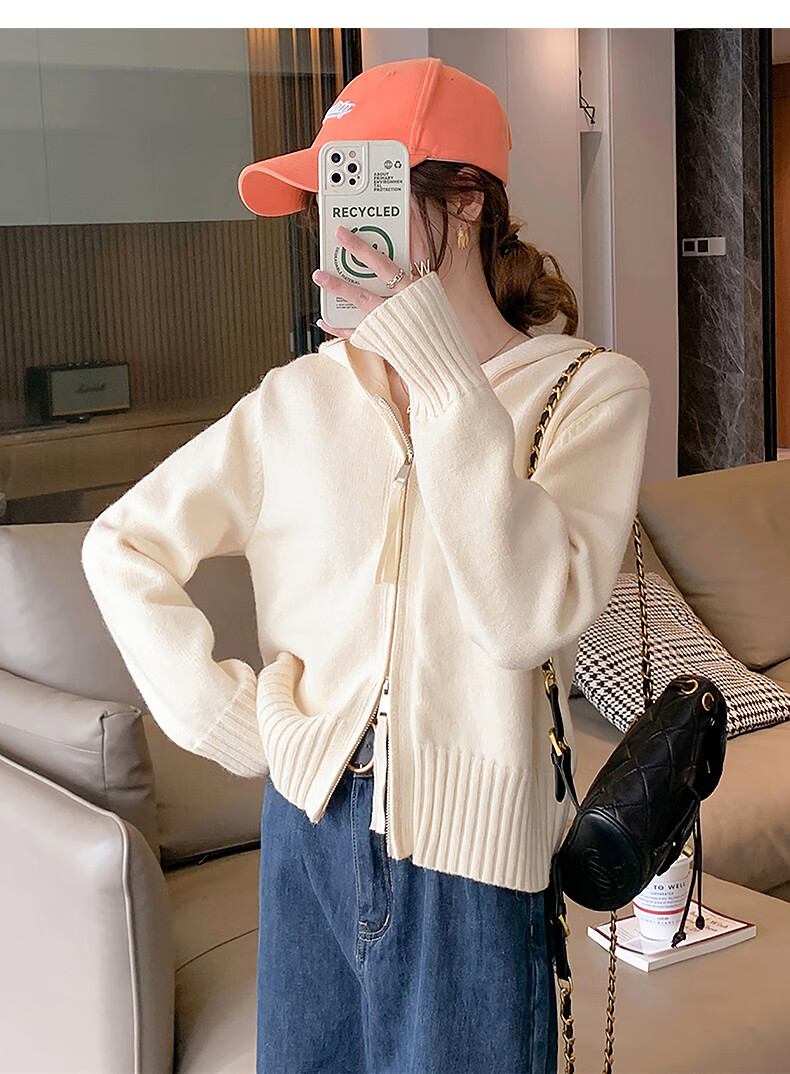 TonLion 2025 Autumn Winter Versatile Double-Head Zipper Women's Hooded Cardigan 10