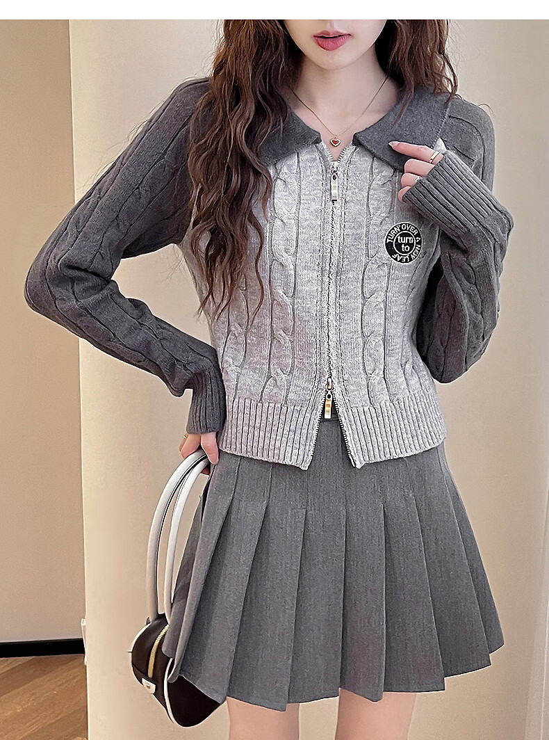 TonLion 2025 Autumn Winter Women's Casual Colorblock Cable Knit Zip Cardigan 6