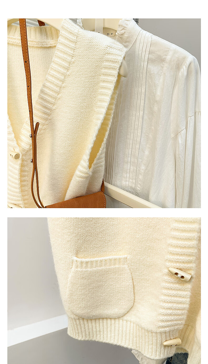TANGSHI 2025 Autumn Women's Simple Toggle Button V-Neck Cardigan Vest 3
