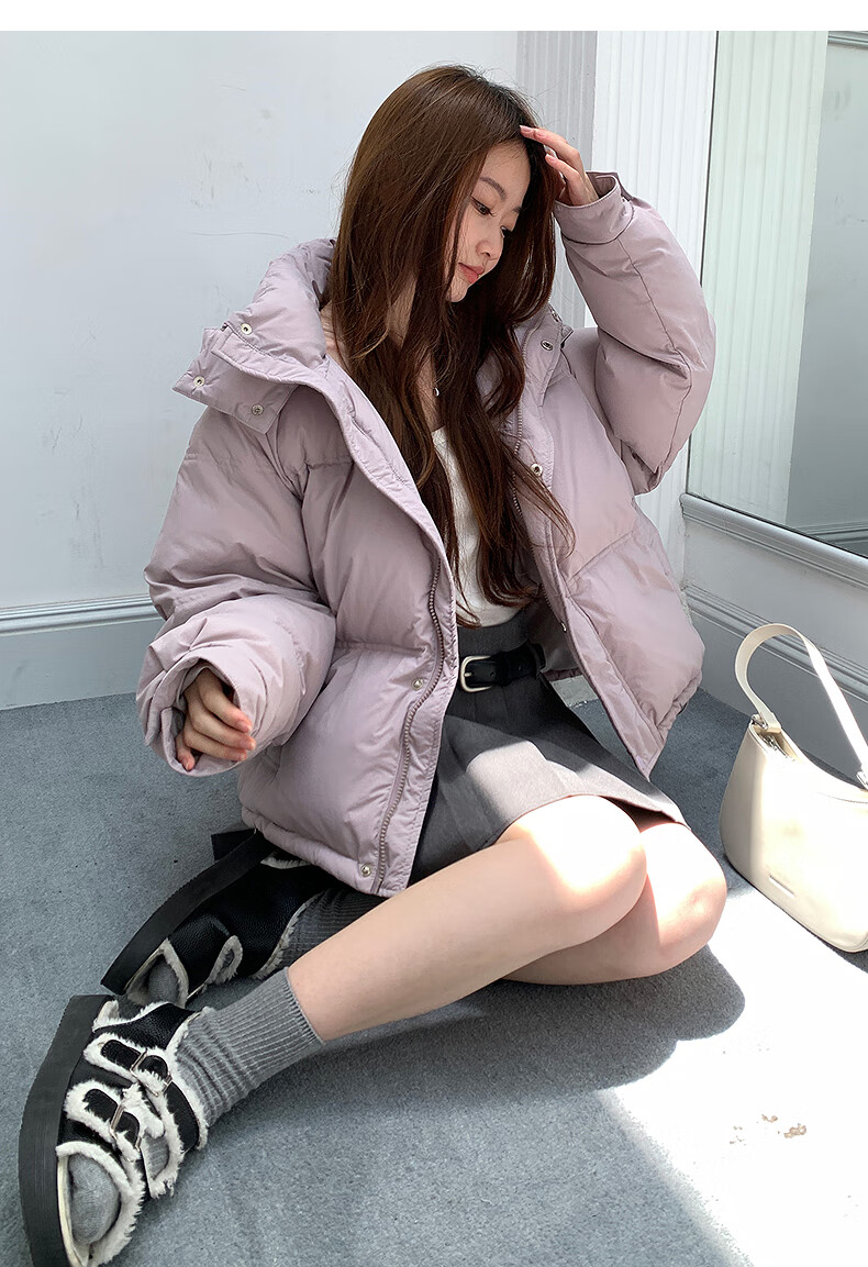 TonLion 2025 Winter Women's Korean Style Loose Fit Hooded Short Down Jacket 8