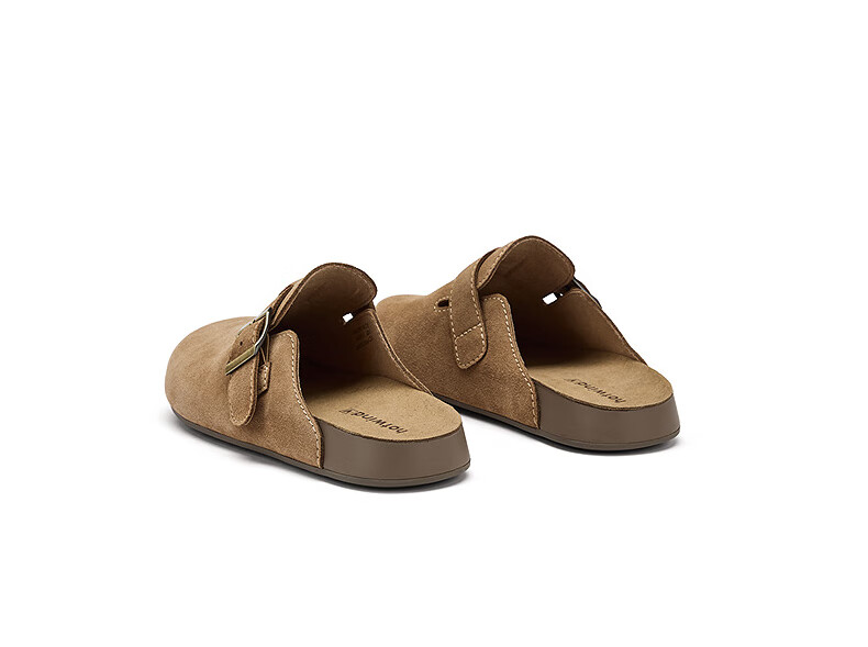 Hotwind Women's Open-Toe Birkenstock Style Slip-On Flat Shoes Casual Half Slippers Spring Autumn Vintage Versatile 8
