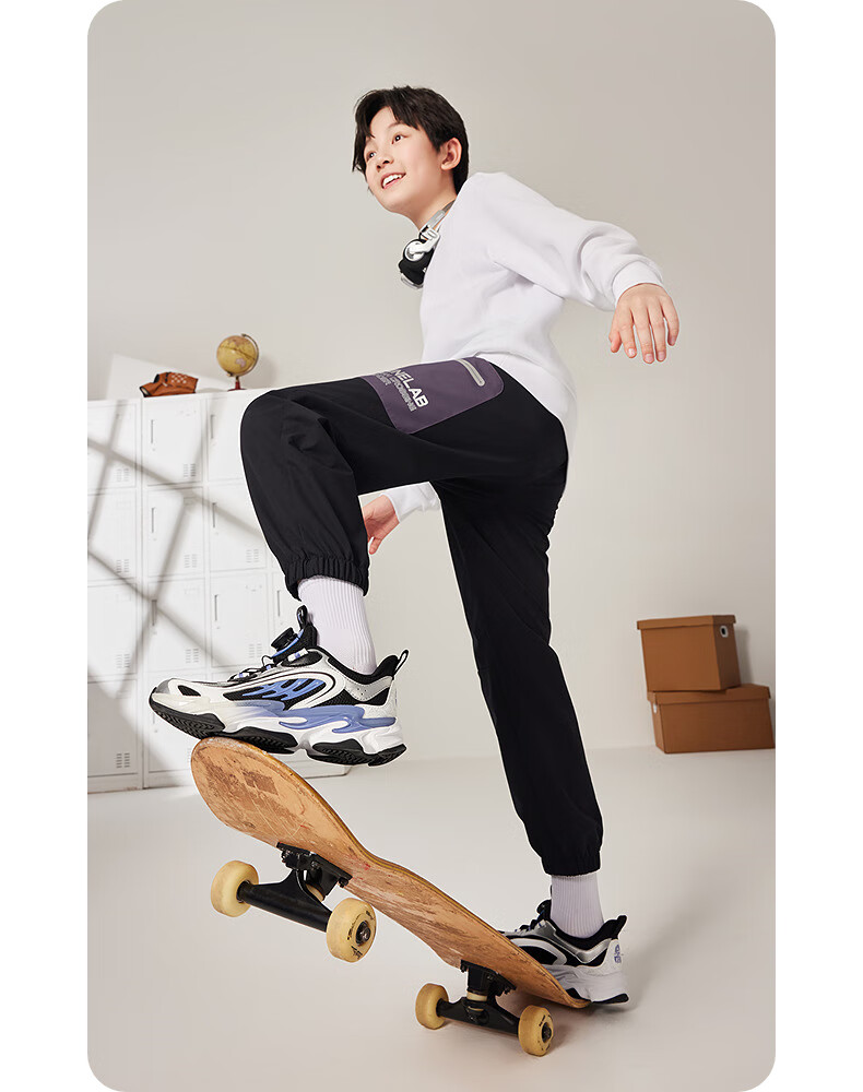 QIAODAN Boys' Running Shoes Spring Autumn Children's "Classic of Mountains and Seas" Collaboration Sports Shoes Black/Sangtian Blue Size 39 18