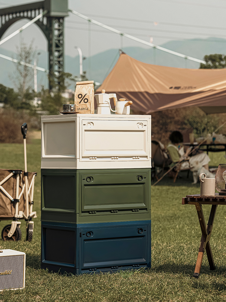 玫曼尼 户外露营收纳箱野营储物箱木盖大容量车载后备箱折叠箱衣物