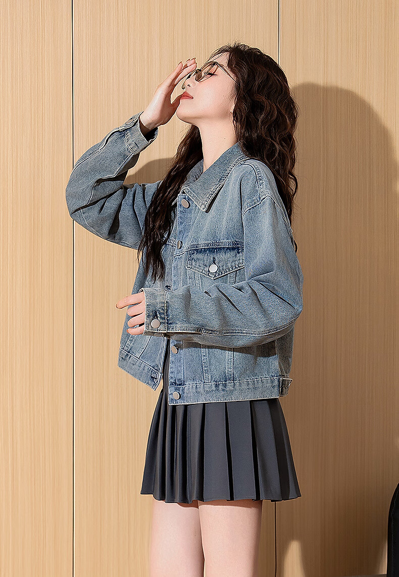 TonLion 2025 Autumn New Women's Lapel Denim Jacket Youthful Short Korean Style Top 2