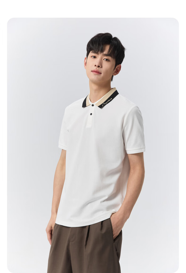 GXG Summer Men's Slim Fit Casual Simple Two-Tone Colorblock Comfortable Short Sleeve Polo Shirt 1