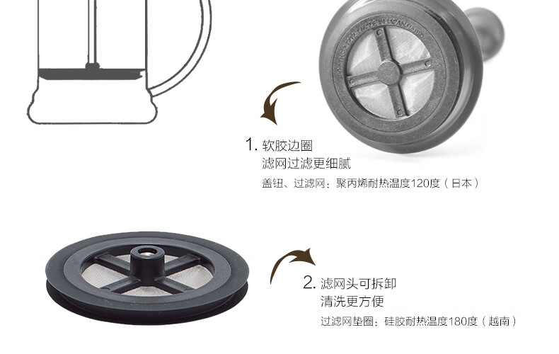 法压壶咖啡壶hario旗舰店hario耐热玻璃过滤壶法压过滤杯滤压式咖啡法