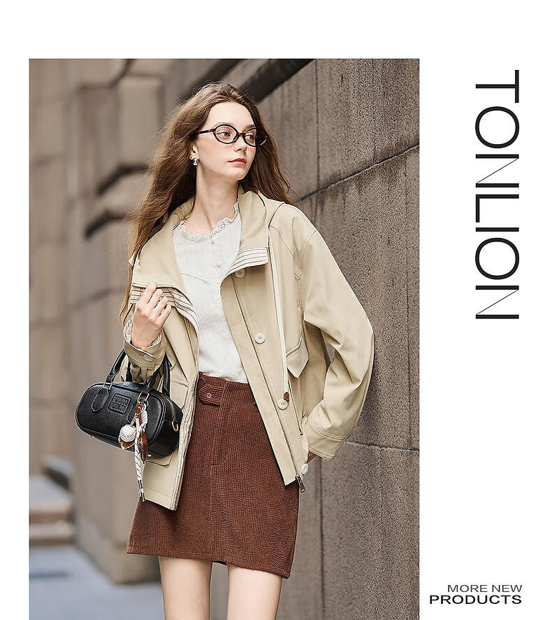 TonLion 2025 Autumn Women's Hooded Patchwork Cropped Jacket 3