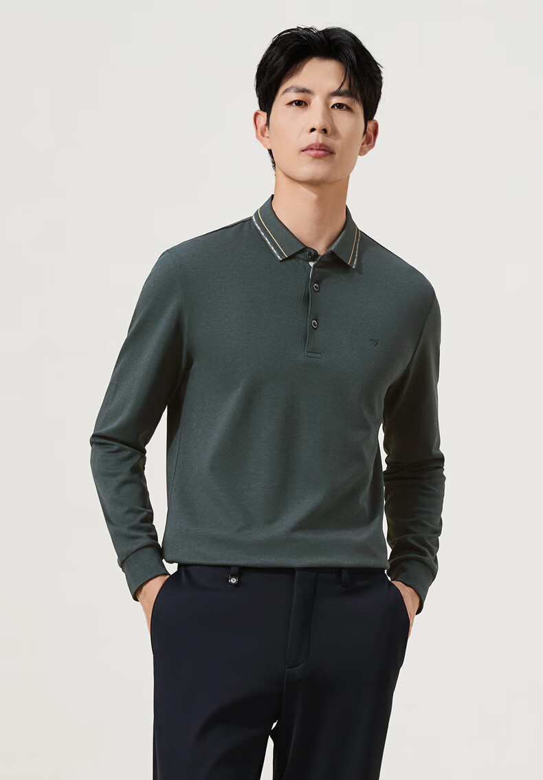SEVEN Long Sleeve Polo Shirt Men Autumn Winter Warm Fleece Collar 10