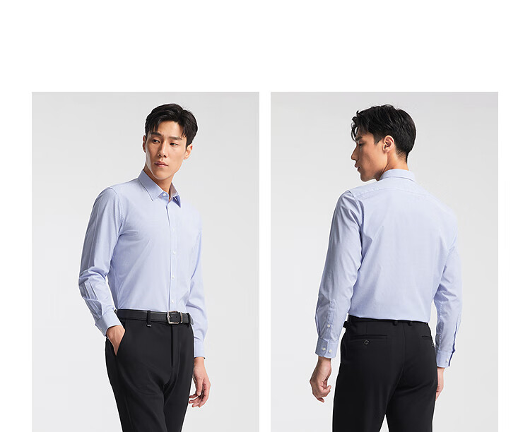 YOUNGOR Men's Striped 100-Count DP Wrinkle-Free Spring New Business Casual Long-Sleeve Shirt, 10273 6