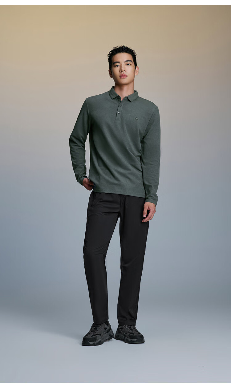 HLAHLA Men's Long Sleeve Polo Shirt Autumn Sports Rocket Base Shirt 8