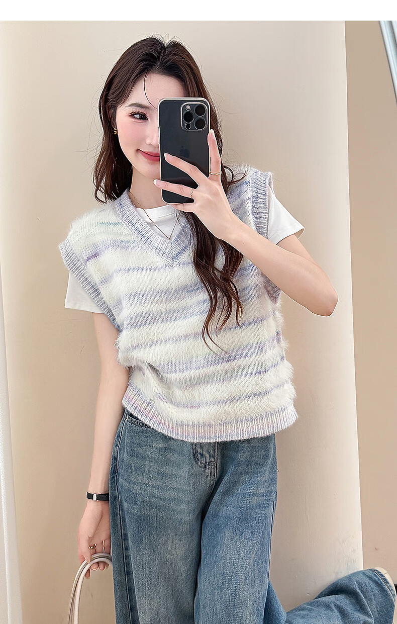 TonLion 2025 Autumn Winter Soft Style New Yarn Women's V-Neck Pullover Vest 3