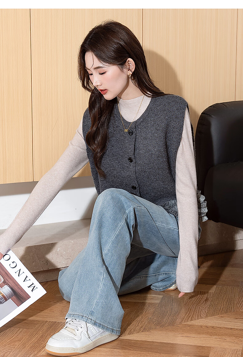 TonLion 2025 Autumn Winter Elegant Women's Crew Neck Cardigan Vest 10