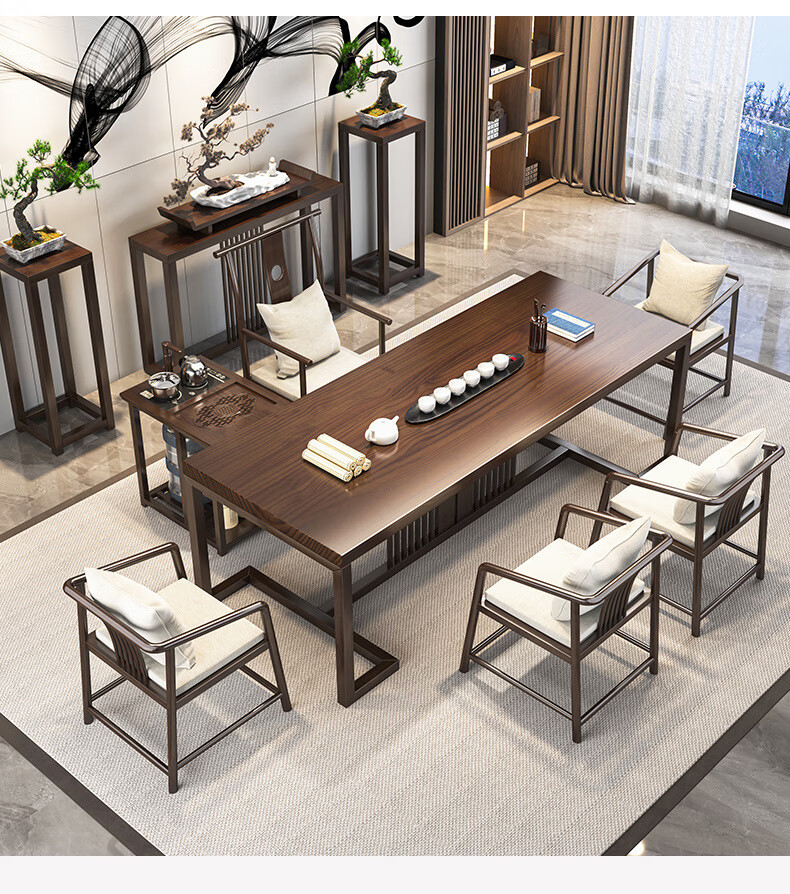 【价保30天】【精选】新中式实木茶桌客厅禅意功夫茶台茶几洽谈办公室