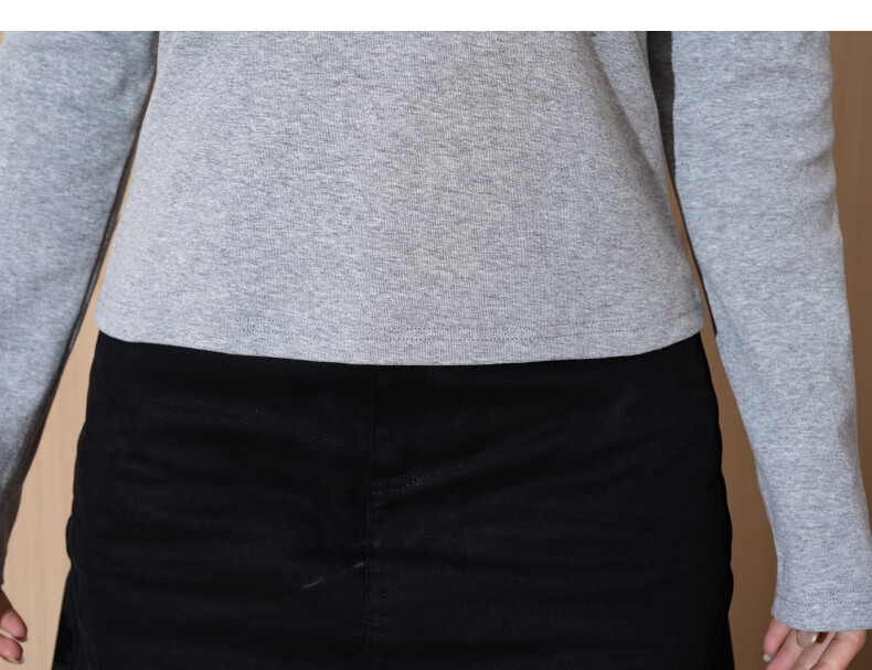 TonLion Autumn And Winter Long-Sleeve T-Shirt for Women, Wearable As Outerwear, Round Neck with Spliced Lace Trim, Slimming Effect 14
