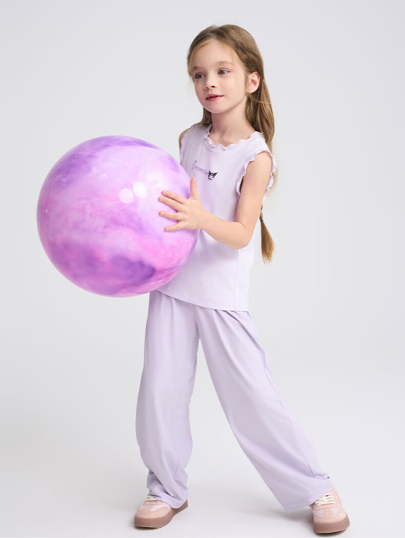 Aimer Kids Cool Sun Protection Class A High-Elastic Sports Pants for Boys And Girls, Wide-Leg Straight Trousers - Dawn Purple 140 7