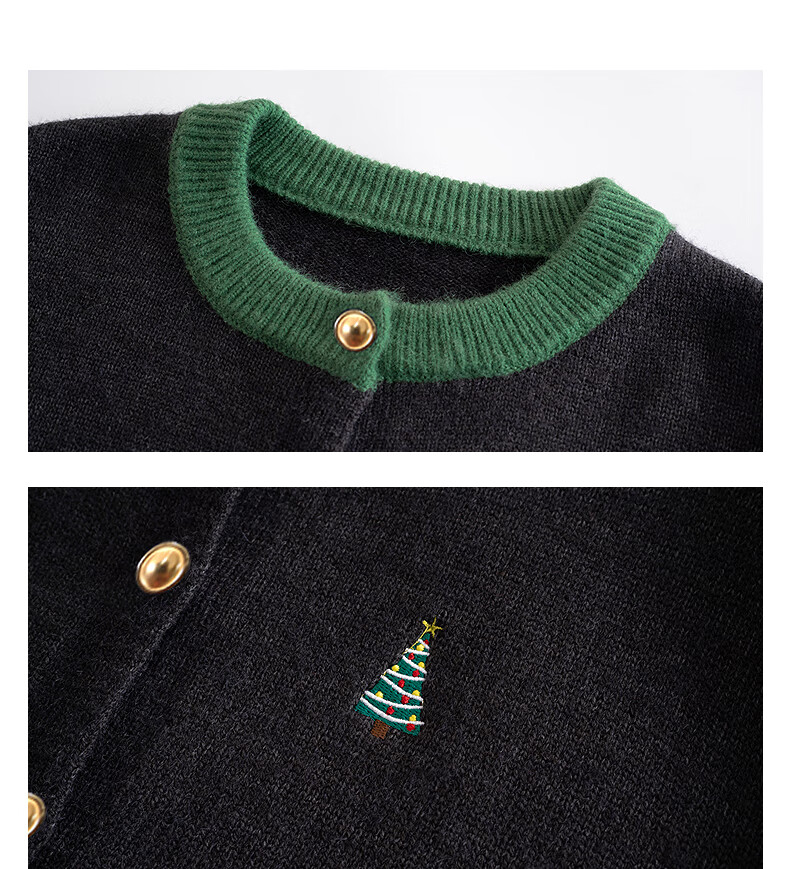 TonLion 2025 Autumn Winter Festive Embroidered Front Crew Neck Women's Cardigan 7